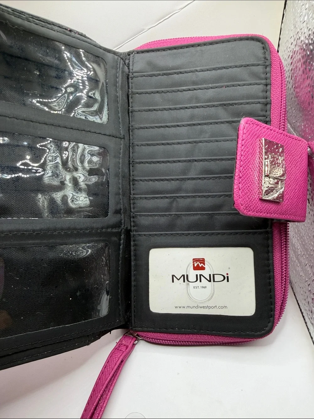 Fuchsia Women's Wallet Clutch with Turn-Lock Detail